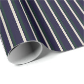 Dunkelgrün & Navy gestreift Geschenkpapier (Rolleneckpunkt)