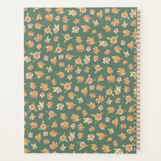 Dunkelgrün rosa Blumenmuster Planer (Rückseite)