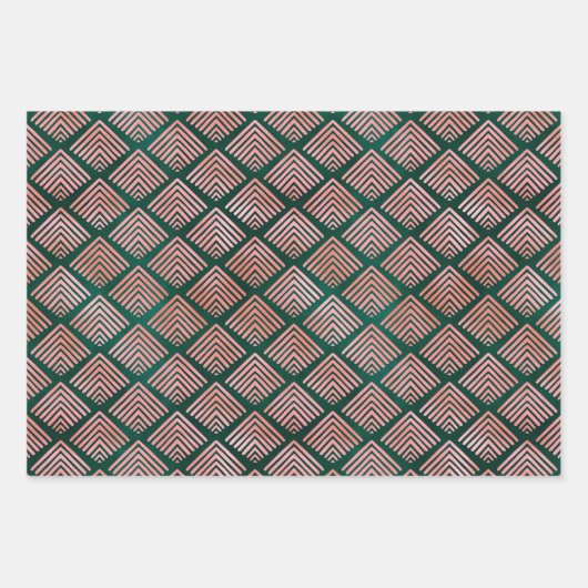 Dunkelgrün & rosa Chic Urlaub Geschenkpapier Set (Vorderseite 2)