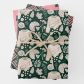 Dunkelgrün & rosa Chic Urlaub Geschenkpapier Set (Beispiel)