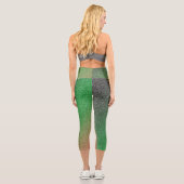 Dunkelgrün-rot-strahlende Glitzer Capri Leggings (Rückseite)
