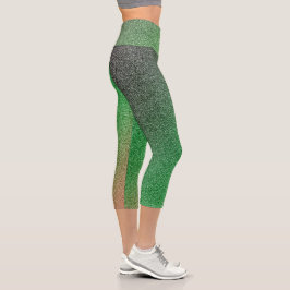 Dunkelgrün-rot-strahlende Glitzer Capri Leggings