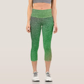Dunkelgrün-rot-strahlende Glitzer Capri Leggings (Vorderseite)