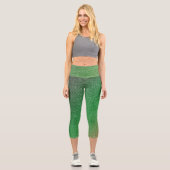 Dunkelgrün-rot-strahlende Glitzer Capri Leggings (Vorderseite)