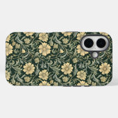 Dunkelgrün stilisierte gelbe Blumen Muster  Case-Mate iPhone Hülle (Rückseite (Horizontal))