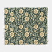 Dunkelgrün stilisierte gelbe Blumen Muster Fleecedecke (Vorderseite (Horizontal))