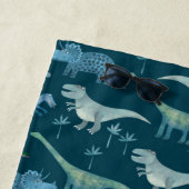 Dunkelgrün süßes Dinosaurier-Muster Strandtuch (Beispiel)