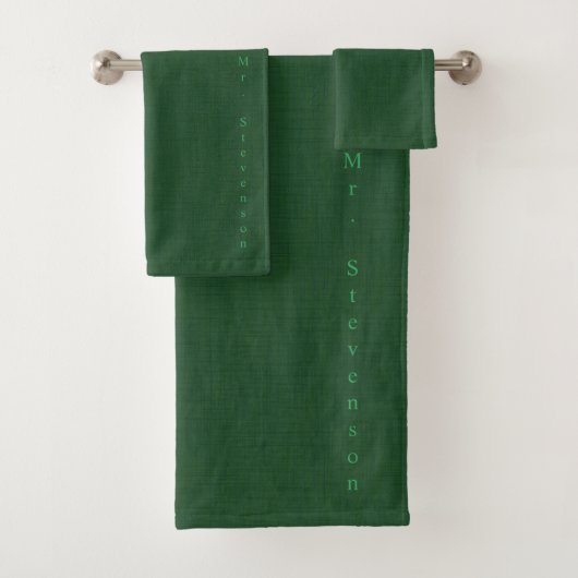 Dunkelgrün texturiert badhandtuch set (Insitu)