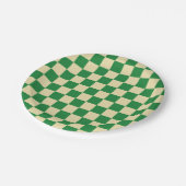 Dunkelgrün und Beige Pappteller (Schrägansicht)