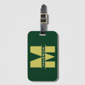 Dunkelgrün und gelb Monogramm Name Moderne Maskuli Gepäckanhänger (Vorderseite Vertikal)