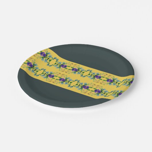 dunkelgrün und gelb pappteller (Schrägansicht)