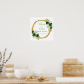 Dunkelgrün und Gold Elegante Blume 16 . Geburtstag Poster (Küche)