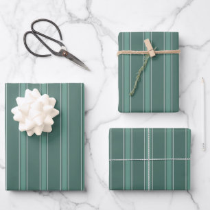 Dunkelgrün und grüne Streifen Geschenkpapier Set