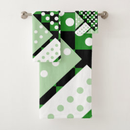 Dunkelgrün und hellgrün kariert badhandtuch set