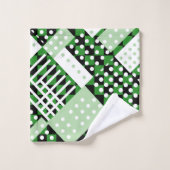 Dunkelgrün und hellgrün kariert badhandtuch set (Waschlappen)