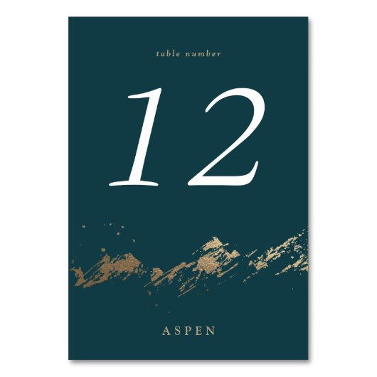 Dunkelgrün und Imitate Gold Foil Mountains Table C Tischnummer (Rückseite)