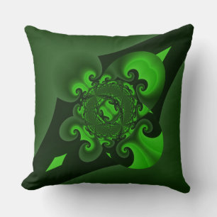 Dunkelgrün und Limette Spiralmuster Kissen
