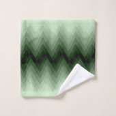 Dunkelgrün und Minzzigzag. Kopfkissen werfen Badhandtuch Set (Waschlappen)