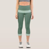 Dunkelgrün und Pastellgrün Capri Leggings (Vorderseite)