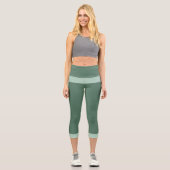 Dunkelgrün und Pastellgrün Capri Leggings (Vorderseite)
