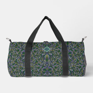 Dunkelgrün und Periwinkle Art Nouveau Cut Sew Bag Duffle Bag