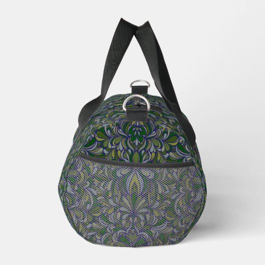 Dunkelgrün und Periwinkle Art Nouveau Cut Sew Bag Duffle Bag (Rechts)