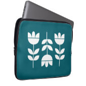 Dunkelgrün und weiß 3 Blume Laptopschutzhülle (Vorne Rechts)