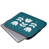 Dunkelgrün und weiß 3 Blume Laptopschutzhülle (Vorne Knopf)