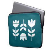 Dunkelgrün und weiß 3 Blume Laptopschutzhülle (Vorderseite Links)