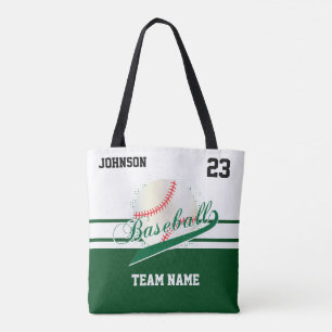 Dunkelgrün und Weiß für ein Baseball-Team Tasche