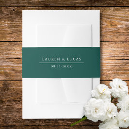 Dunkelgrün und Weiß | Namen + Datum | Hochzeit Einladungsbanderole