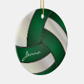 Dunkelgrün und Weiß personalisieren Volleyball Keramik Ornament (Rechts)