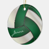 Dunkelgrün und Weiß personalisieren Volleyball Keramik Ornament (Links)