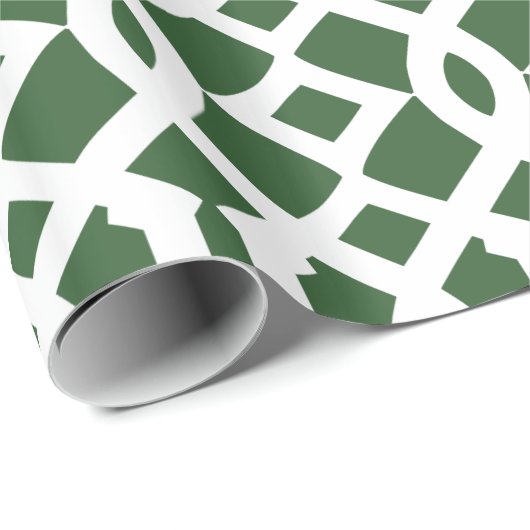 Dunkelgrün und Weiß-Trellis-Muster Geschenkpapier (Rolleneckpunkt)