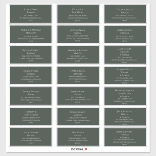 Dunkelgrün | Wedding Guest Address Labels (Blatt)