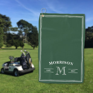Dunkelgrün weiß elegantes Monogramm Golfhandtuch
