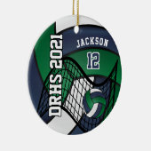 Dunkelgrün, Weiß und Navy Volleyball 🏐 Keramik Ornament (Rechts)