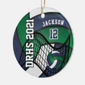 Dunkelgrün, Weiß und Navy Volleyball 🏐 Keramik Ornament (Links)