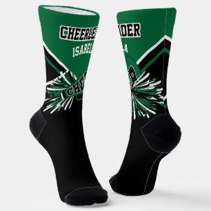 Dunkelgrün, Weiß und Schwarz Cheerleader Socken