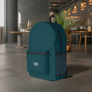 Dunkelgrün-weißer Sternenmuster-Monogramm Bedruckter Rucksack