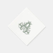 Dunkelgrüne "A" Monogramm Cocktailservietten Serviette (Ecke)