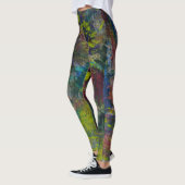 Dunkelgrüne Abstrakte Leggings (Links)