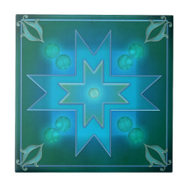 Dunkelgrüne Aquamarine Geometrische Küche oder Bad Fliese