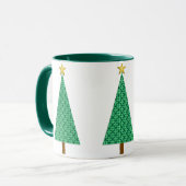 Dunkelgrüne Arabesque Moderne WeihnachtsbaumTasse Tasse (Vorderseite Links)