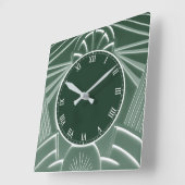 Dunkelgrüne Art Deco Uhr - Stilvolle Abstrakte Lin (Winkel)