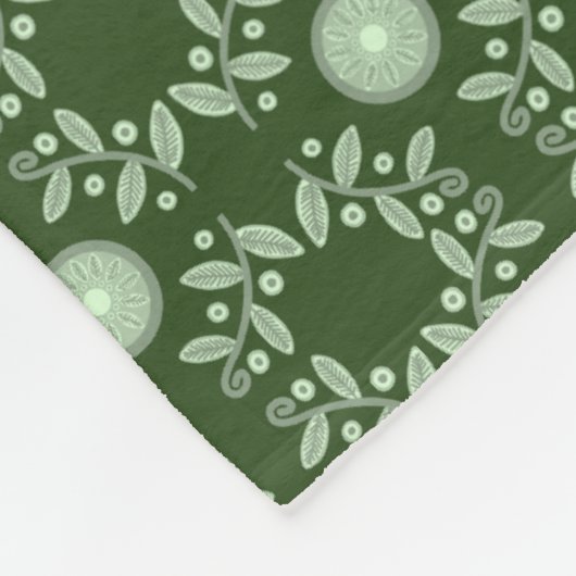 Dunkelgrüne aztekische Blatt-Muster-Decke Fleecedecke (Ecke)