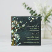 Dunkelgrüne Bäume Hochzeit speichern das Datum Save The Date (Stehend Vorderseite)