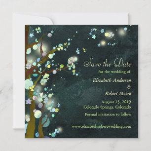 Dunkelgrüne Bäume Hochzeit speichern das Datum Save The Date