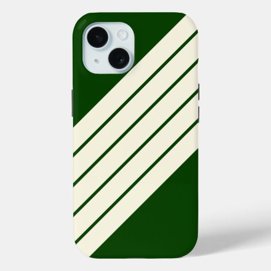 Dunkelgrüne Beige Streifen 80er Classic Retro Stre Case-Mate iPhone Hülle (Rückseite)
