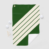 Dunkelgrüne Beige Streifen 80er Classic Retro Stre Golfhandtuch (Insitu)